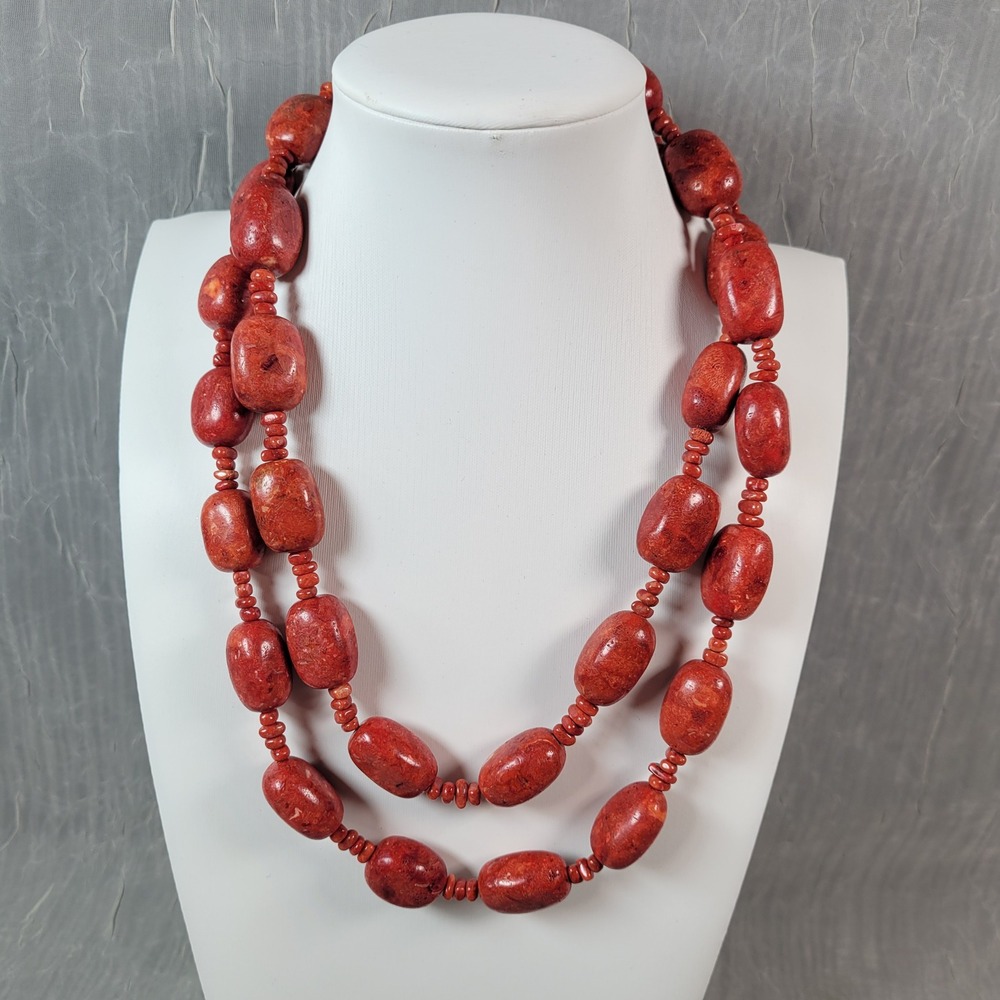 Jay King DRT Sterling Silver Red Coral Long Beaded Necklace Mine Finds
